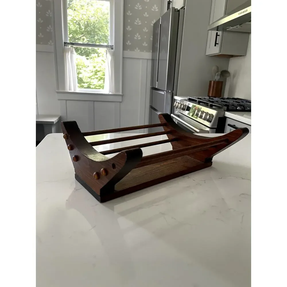 Walnut Vintage Wood Multipurpose Basket #0300